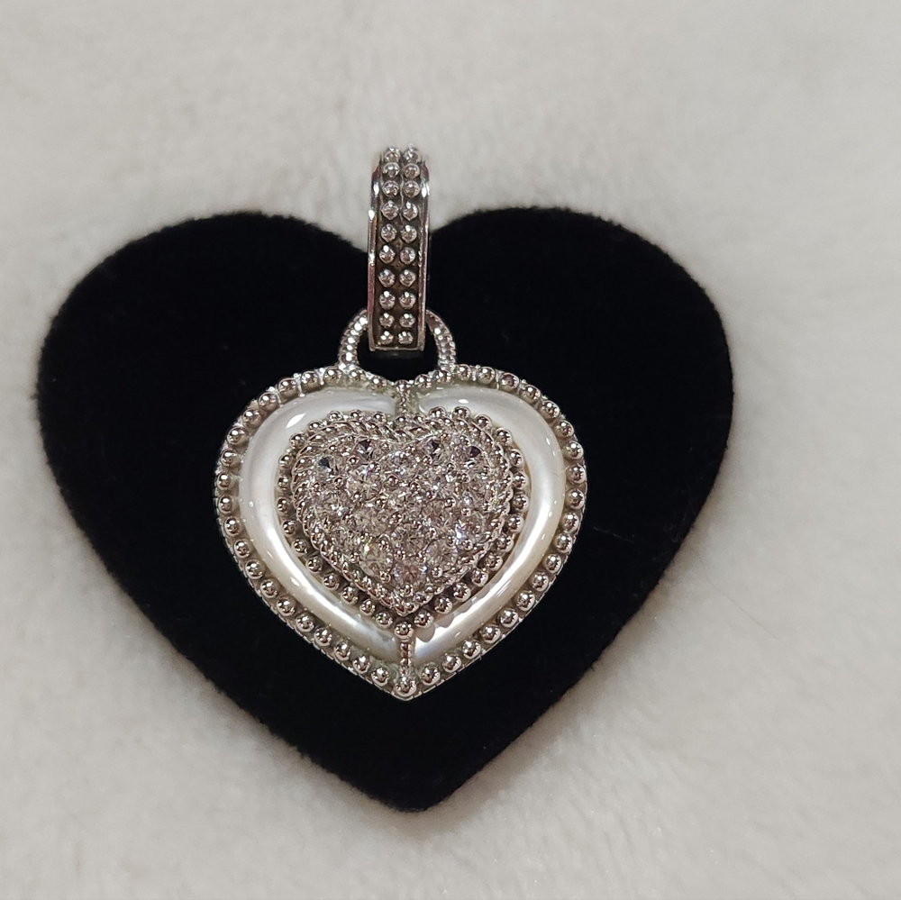 Judith Ripka Mother of Pearl & CZ Sterling Silver Pendant/Enhancer - Picture 3 of 10